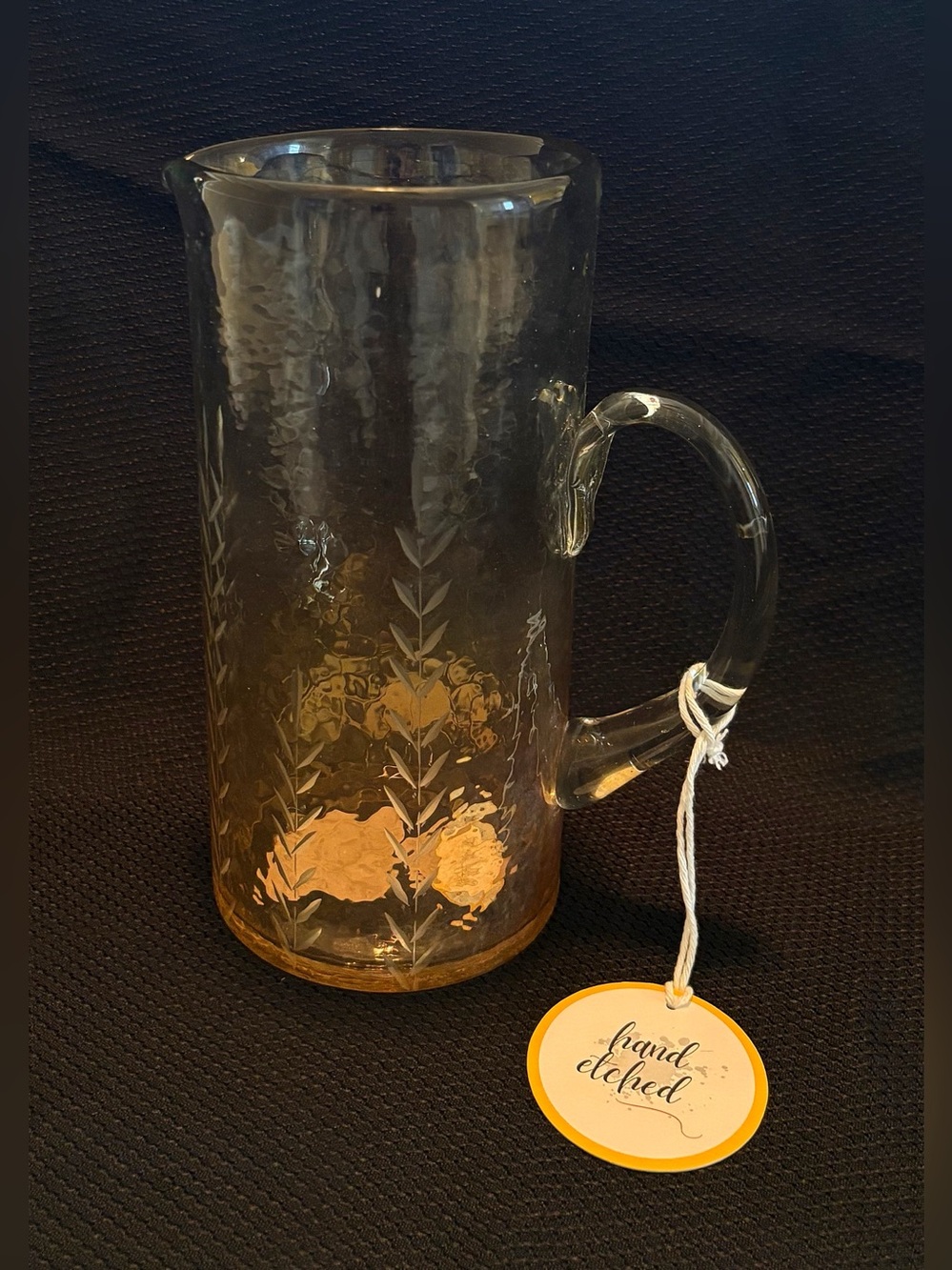 Liviano NWT Seaweed Print Glass Pitcher, Fish Print Bowl & Set of 3 Glasses